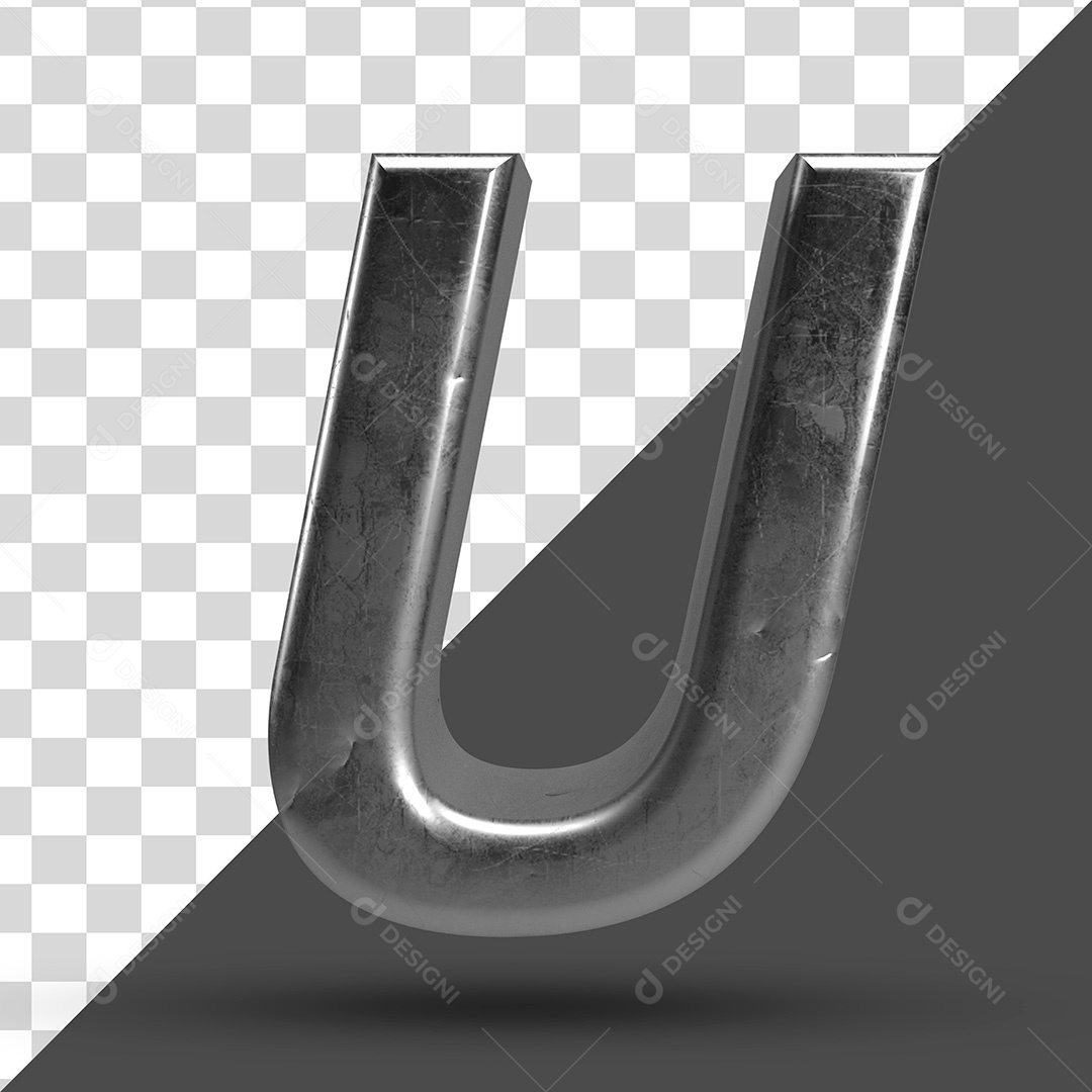 Letra U 3D PSD Para Composição