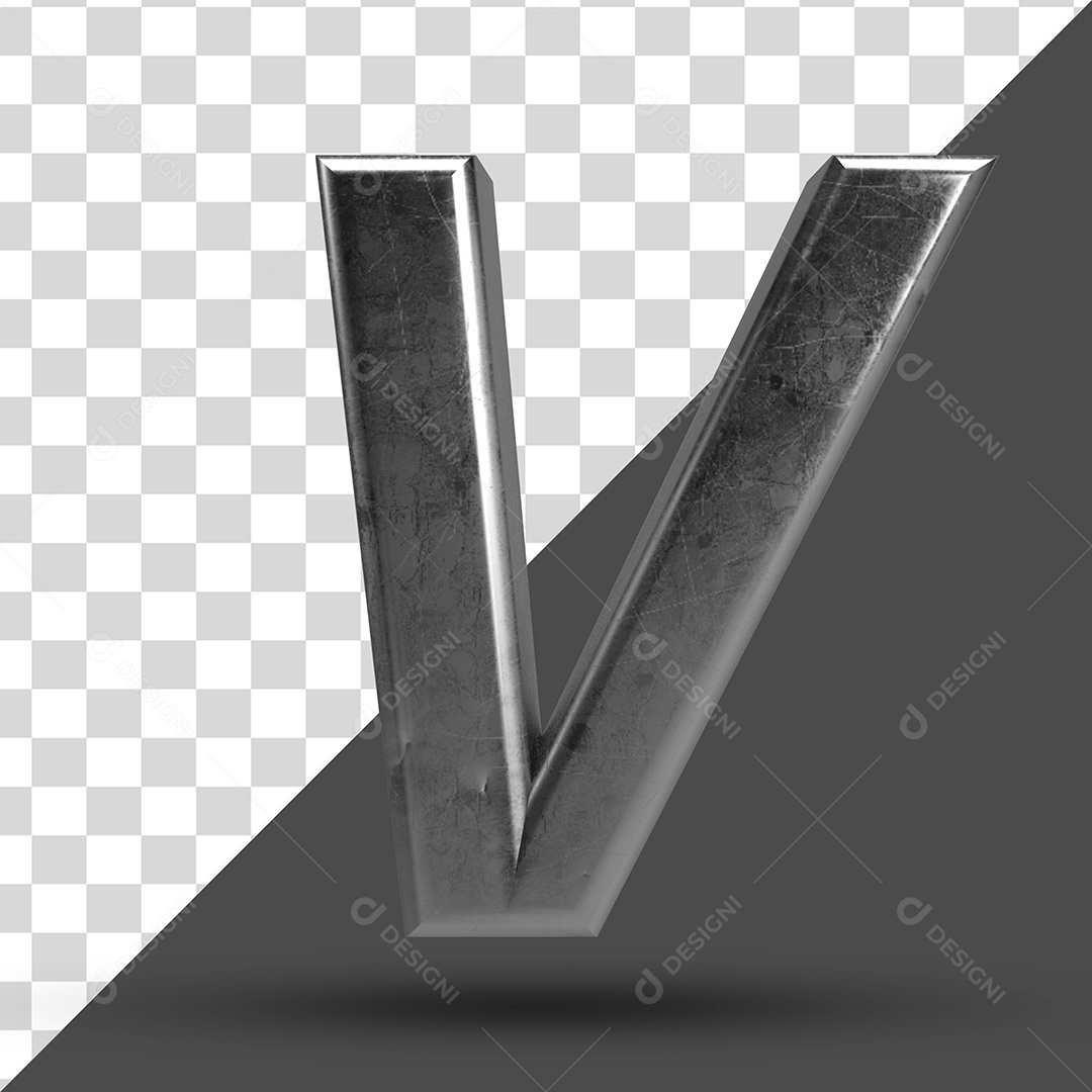 Letra V 3D PSD Para Composição