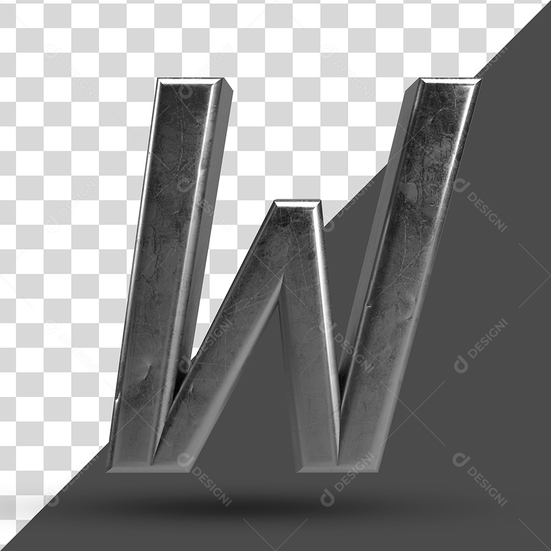 Letra W 3D PSD Para Composição