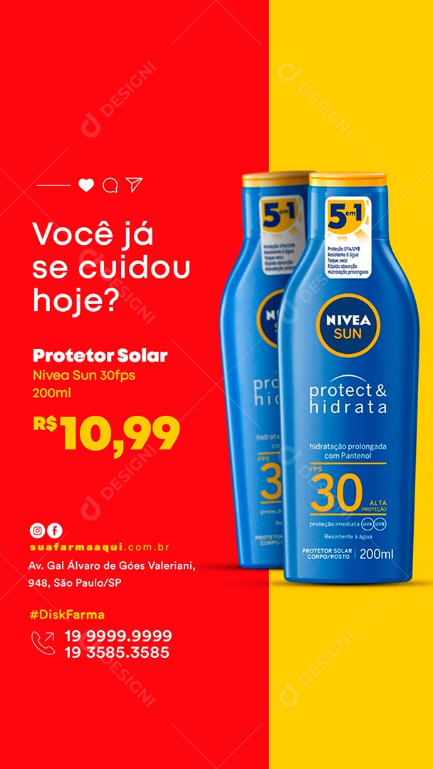 Story Você Já se Cuidou Hoje Farmácia Social Media PSD Editável