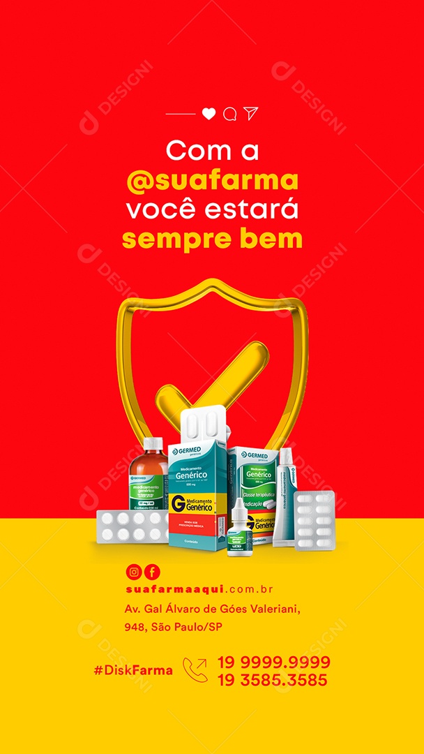 Story Com a Farmácia Você Estará Sempre bem Social Media PSD Editável