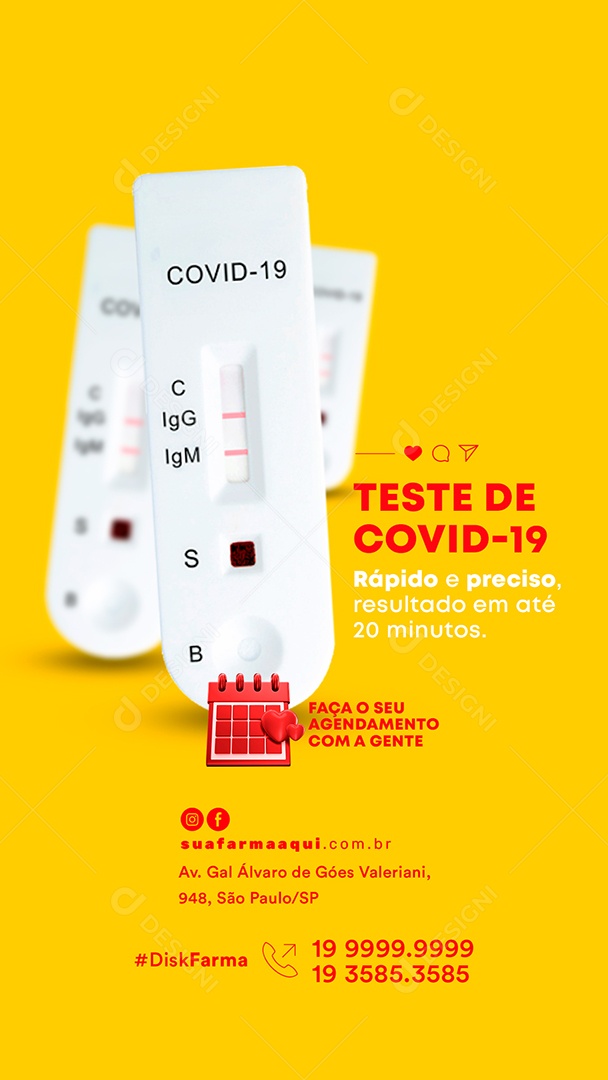 Story Teste de Covid-19 Farmácia Social Media PSD Editável