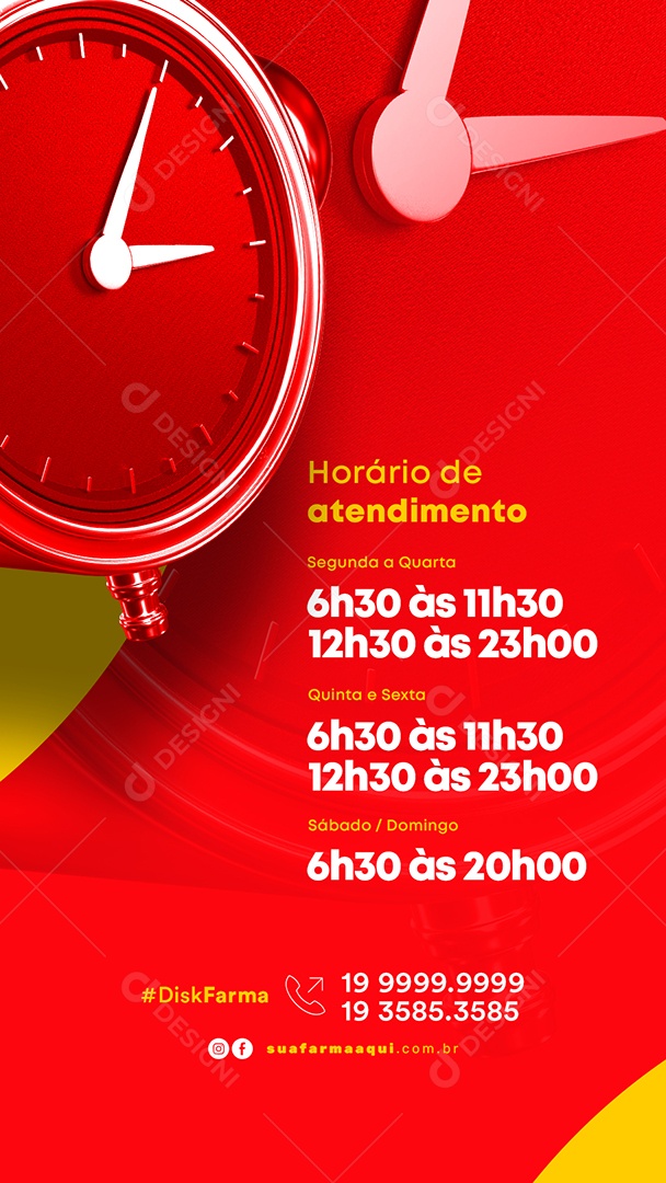 Story Horário de Atendimento Farmácia Social Media PSD Editável