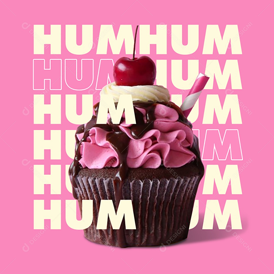 Cupcake Venha Conferir Social Media PSD Editável