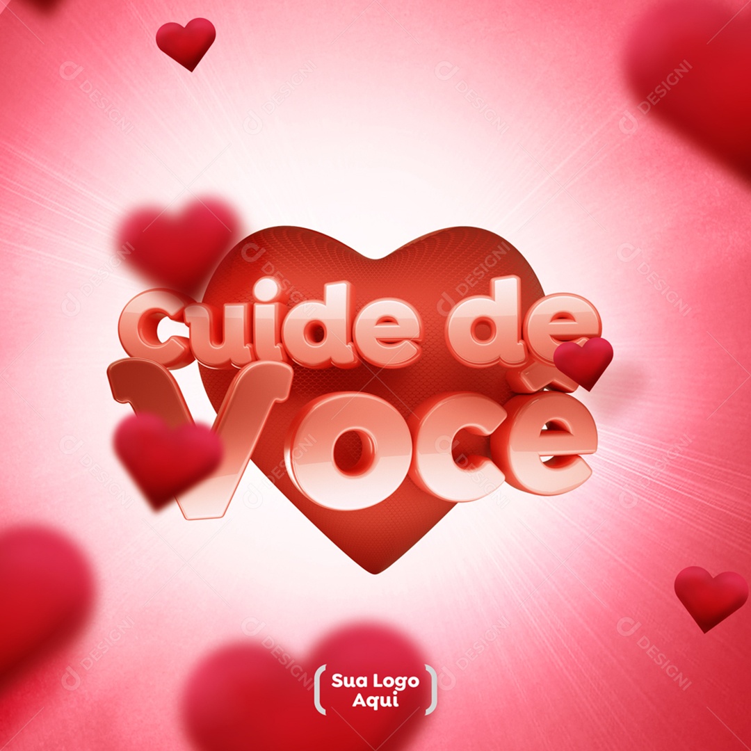 Selo 3D Para Composição Cuide de Você PSD