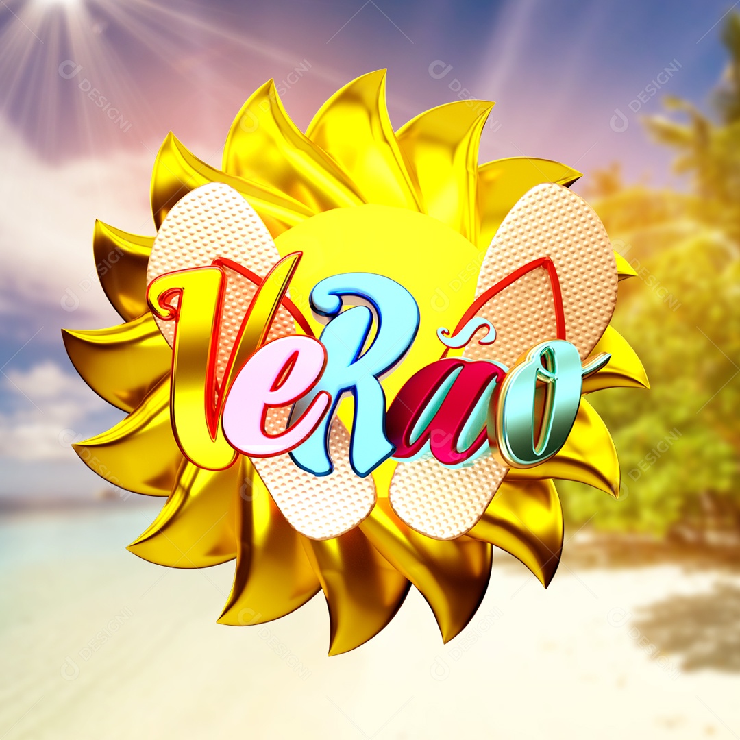 Selo 3D Para Composição Verão PSD