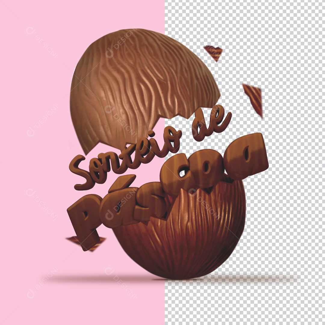 Selo 3D Para Composição Sorteio de Páscoa PSD