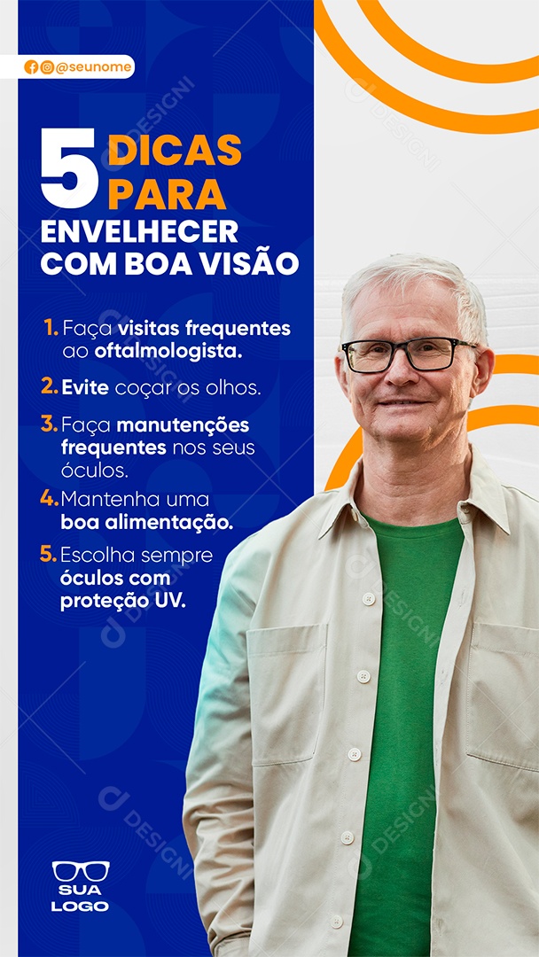 Post Stories Ótica 5 Dicas Social Media PSD Editável