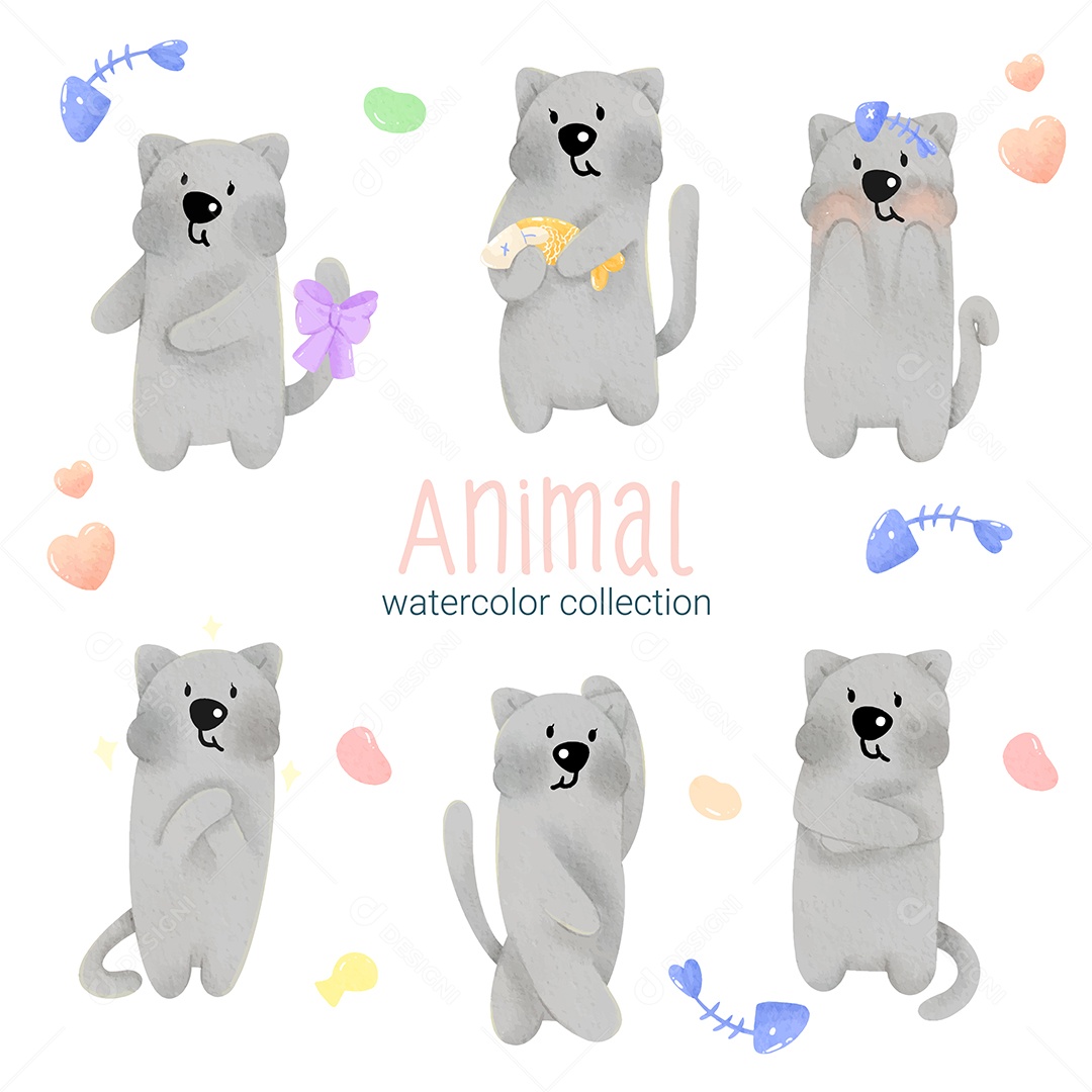 Conjunto de Animais em Desenho Animado Vetores EPS