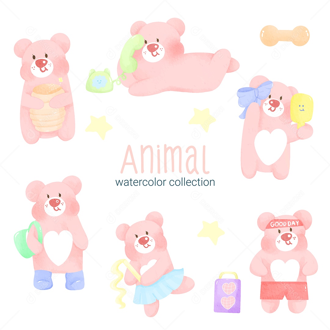 Conjunto de Animais em Desenho Animado Vetores EPS