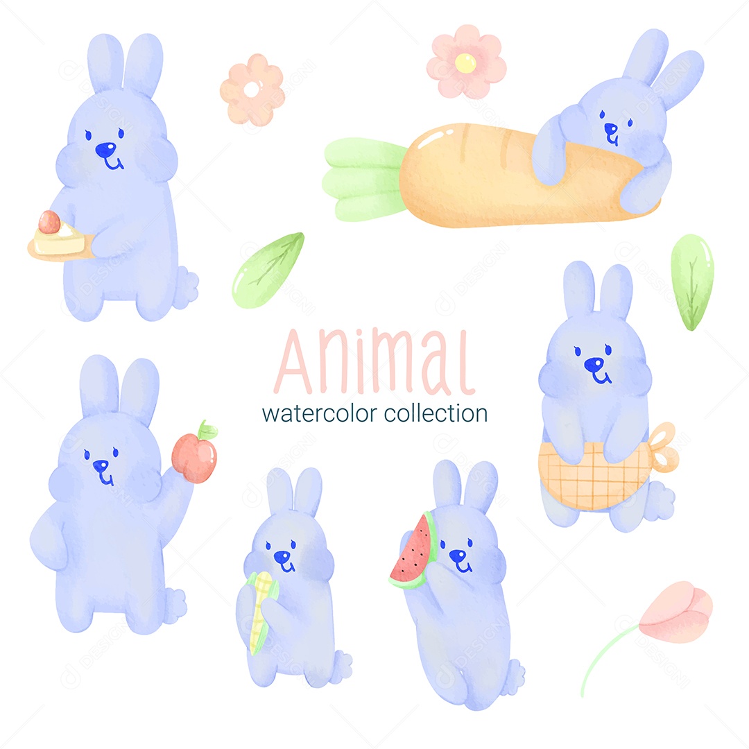 Conjunto de Animais em Desenho Animado Vetores EPS