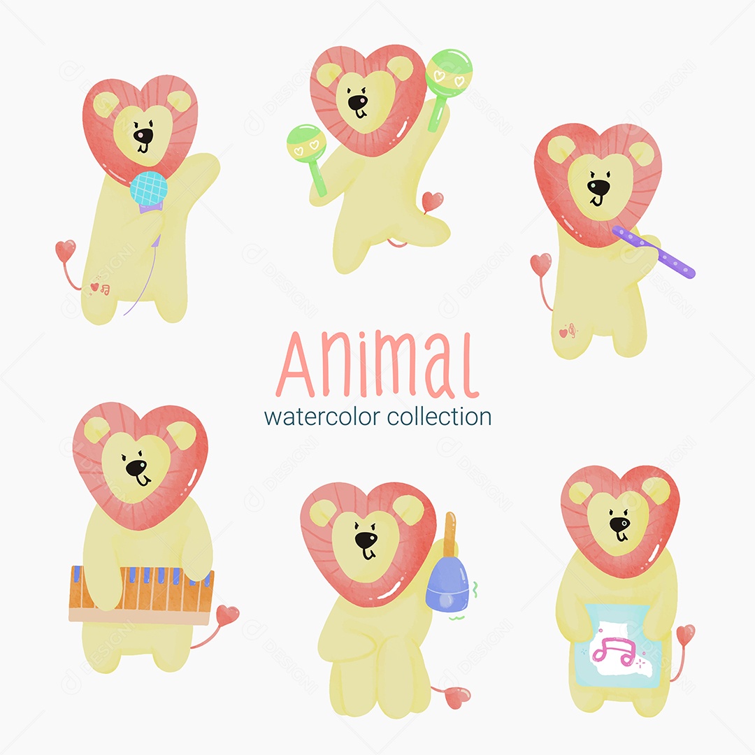 Conjunto de Animais em Desenho Animado Vetores EPS