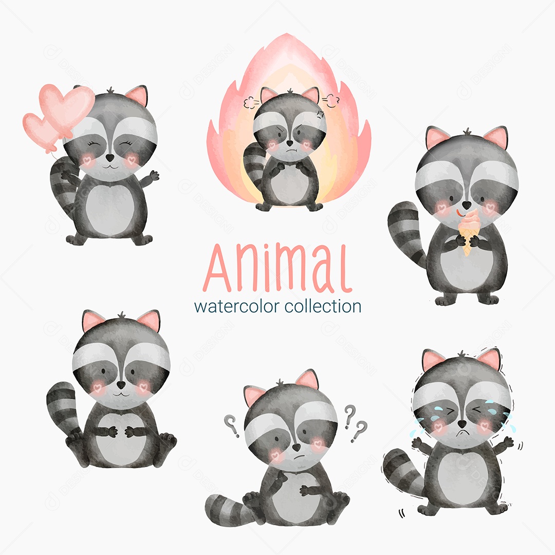 Conjunto de Animais em Desenho Animado Vetores EPS