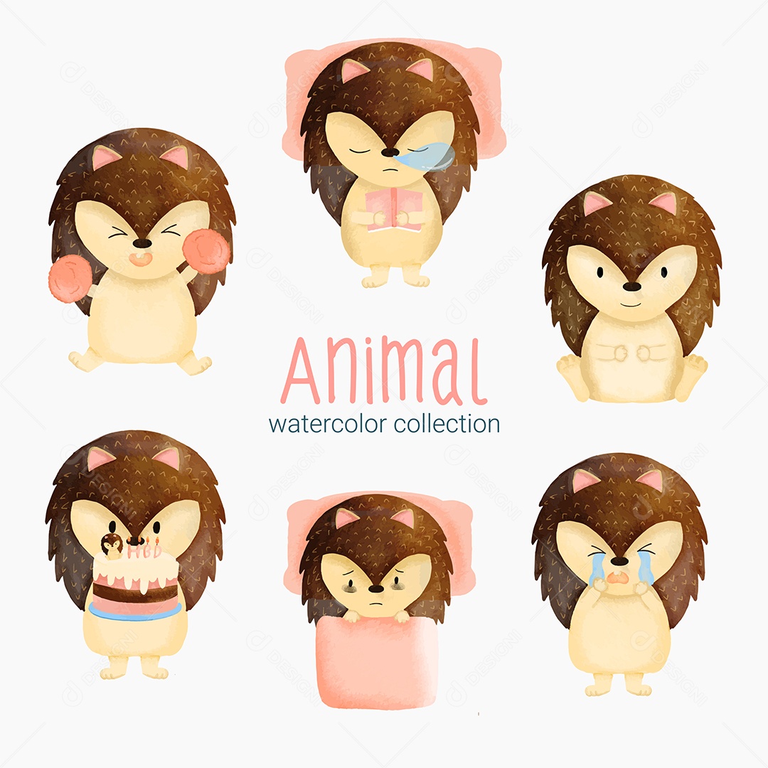 Conjunto de Animais em Desenho Animado Vetores EPS