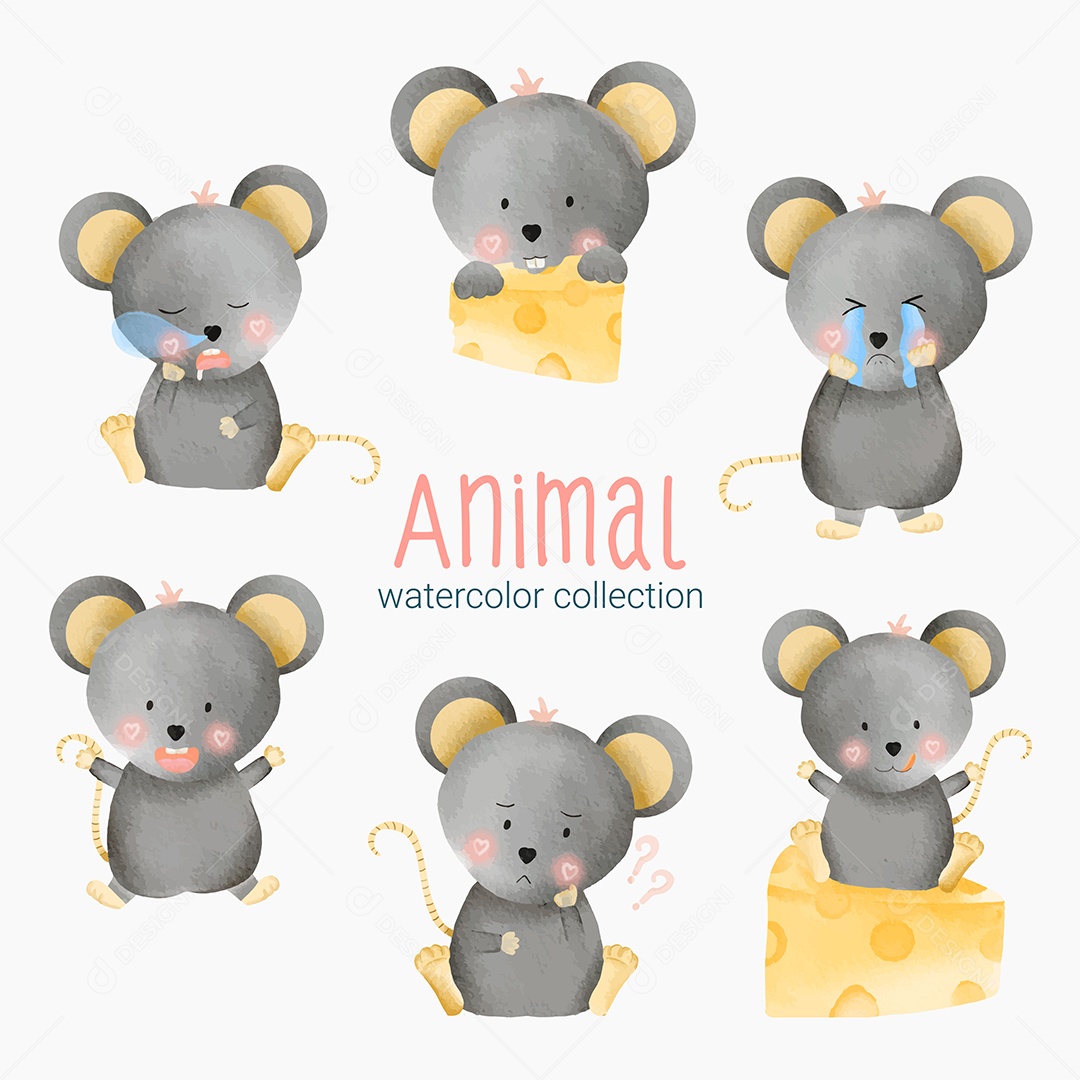 Conjunto de Rato em Desenho Animado Vetores EPS