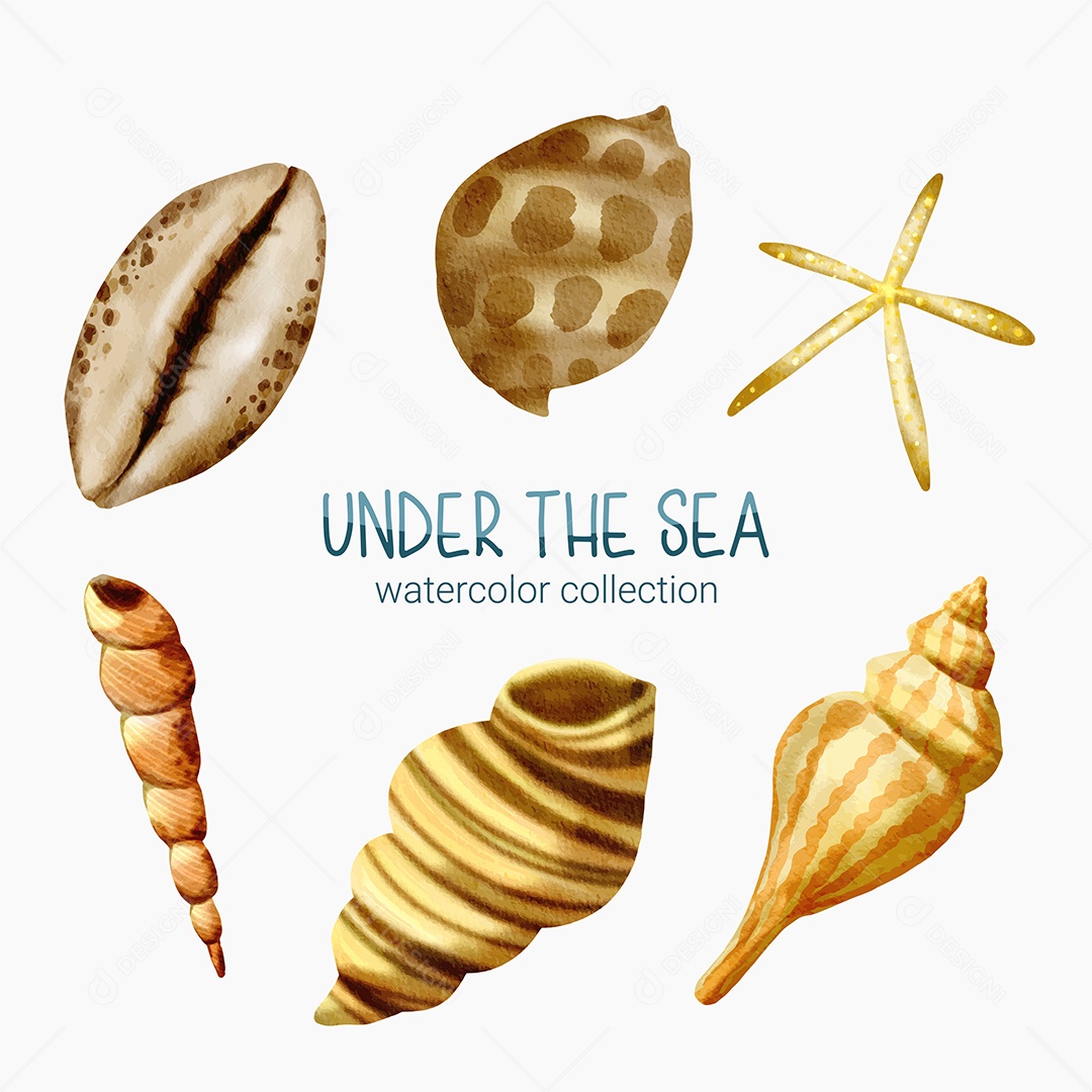 Conjunto de Vidas Marinhas em Desenhos Animados Vetores EPS Editável