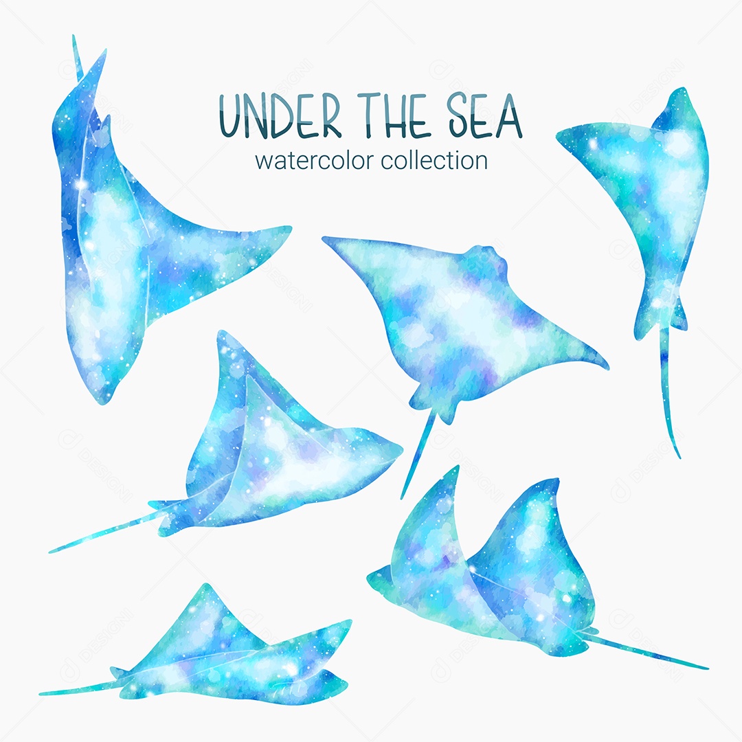 Conjunto de Araia Marinha em Desenhos Animados Vetores EPS Editável