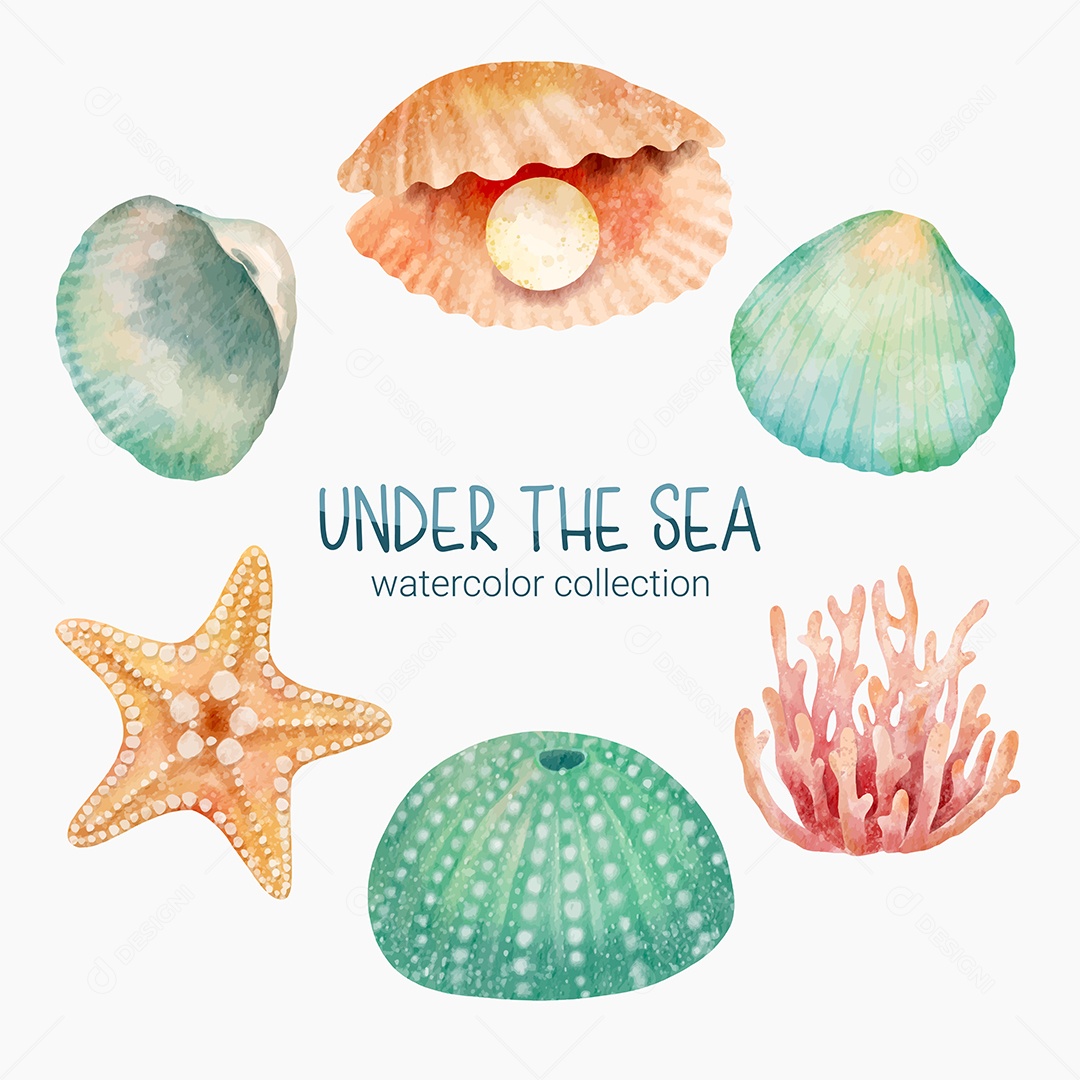 Vida Marinhas em Desenhos Animados Vetores EPS Editável