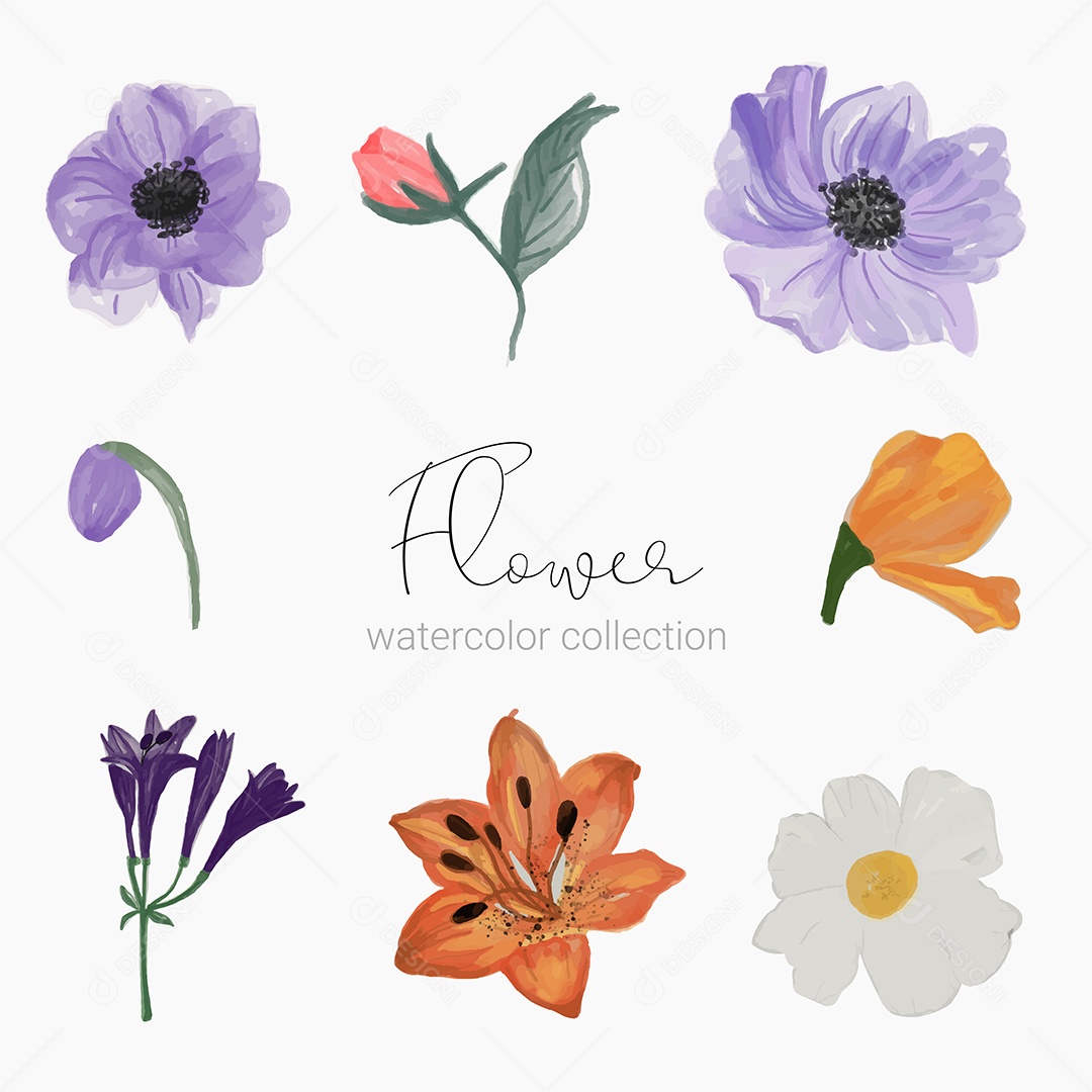 Lindo Buquê de Flores para Decoração Vetores EPS Editável