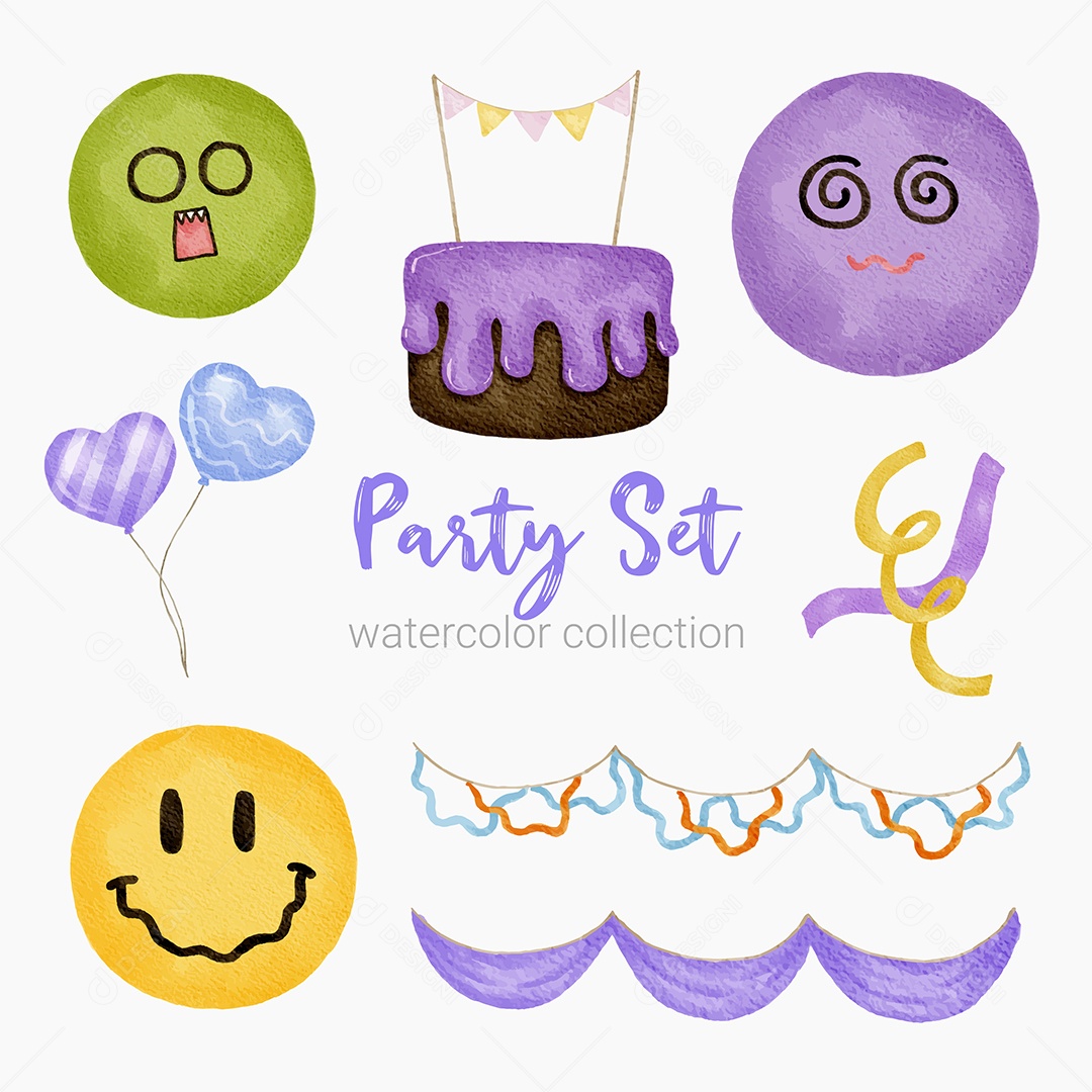 Itens de Festas Desenho Animado Vetores EPS