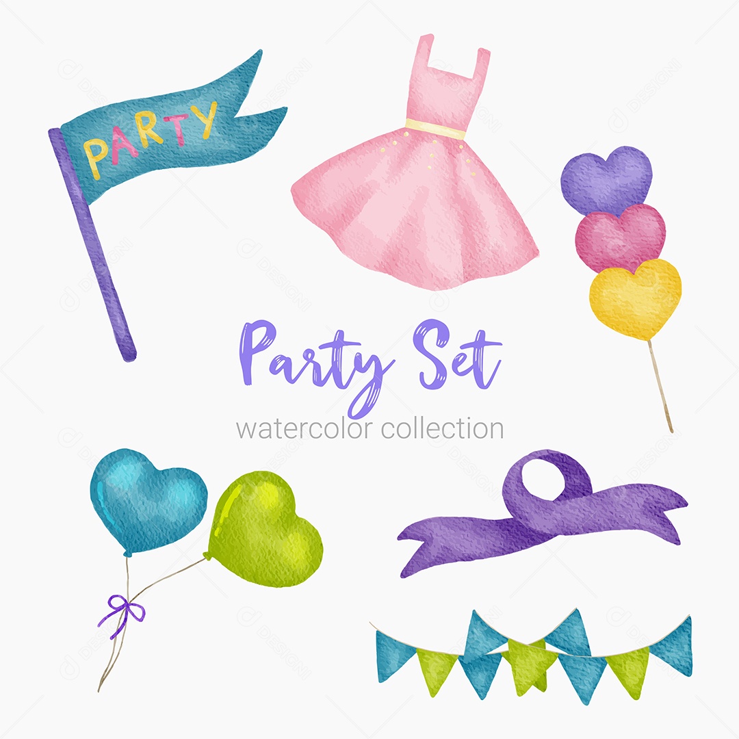 Itens de Festas Desenho Animado Vetores EPS