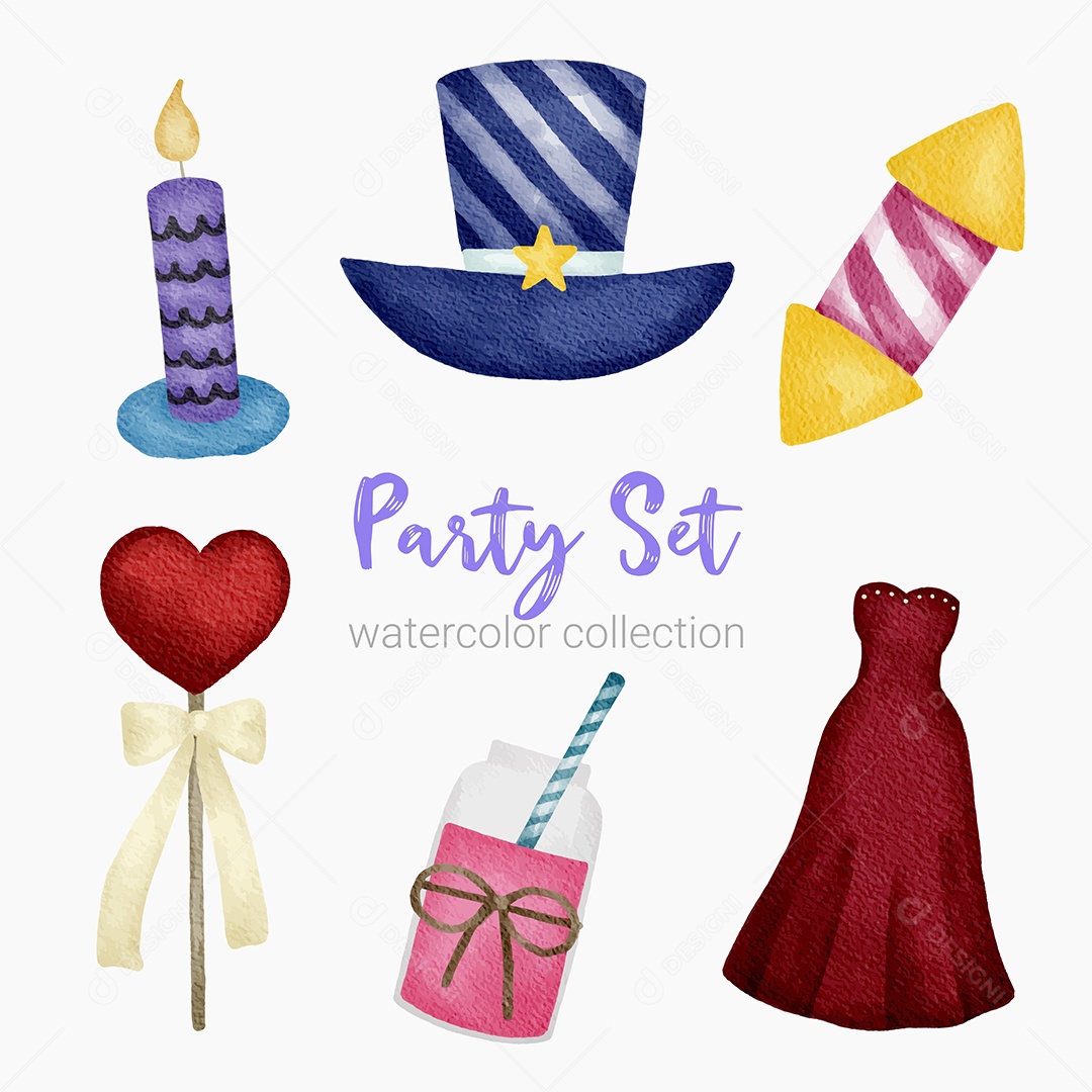 Itens de Festas Desenho Animado Vetores EPS