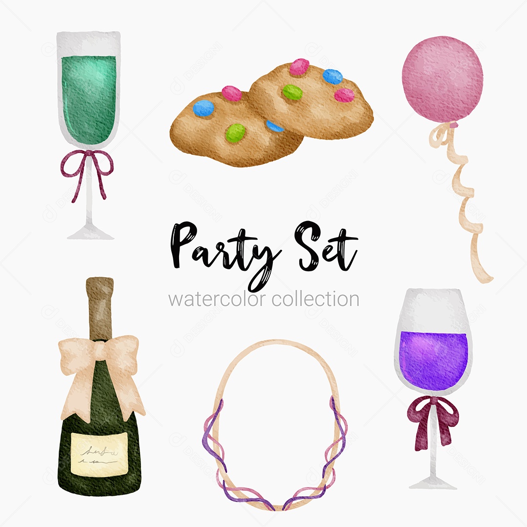 Itens de Festas Desenho Animado Vetores EPS