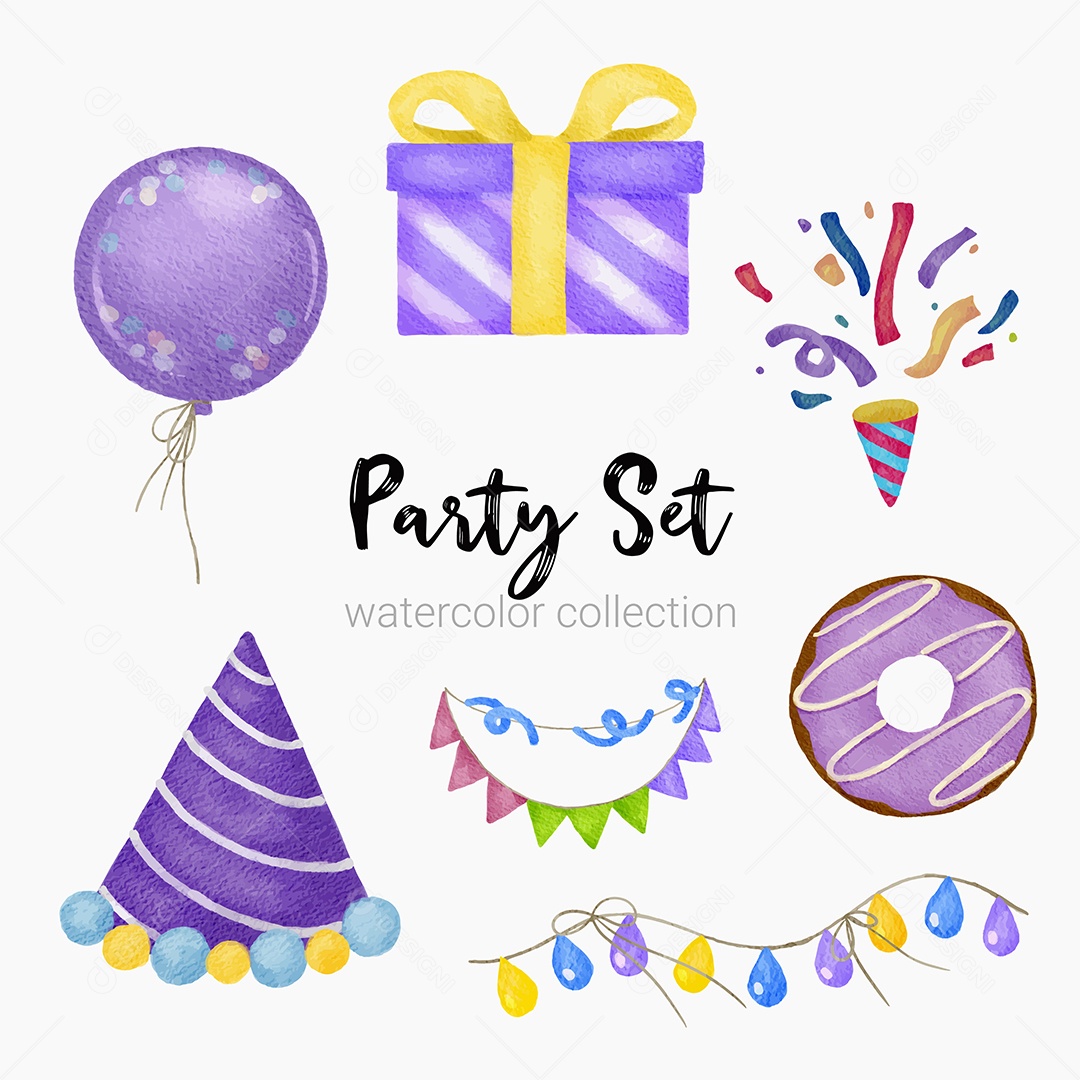 Itens de Festas Desenho Animado Vetores EPS