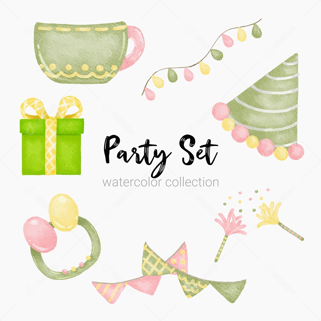 Itens de Festas Desenho Animado Vetores EPS