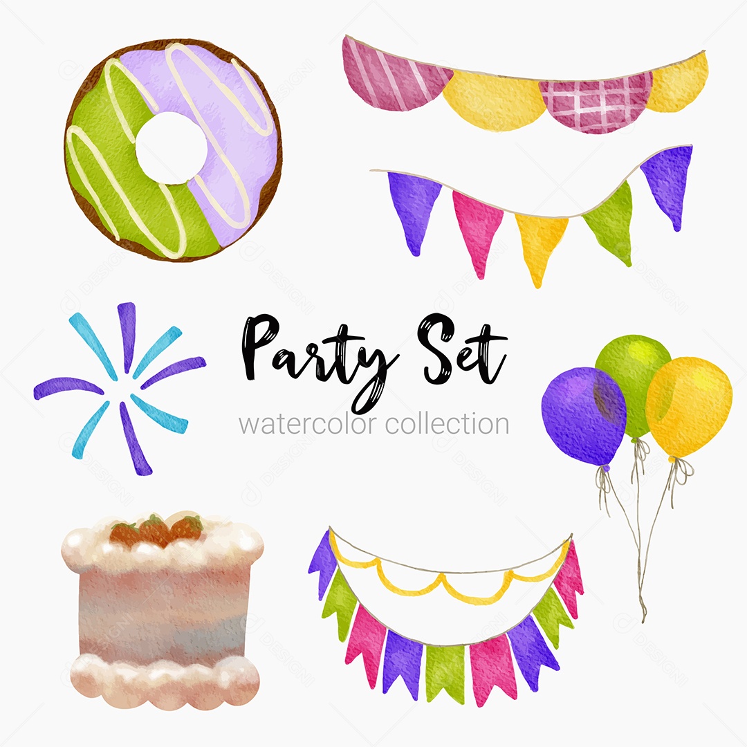 Itens de Festas Desenho Animado Vetores EPS