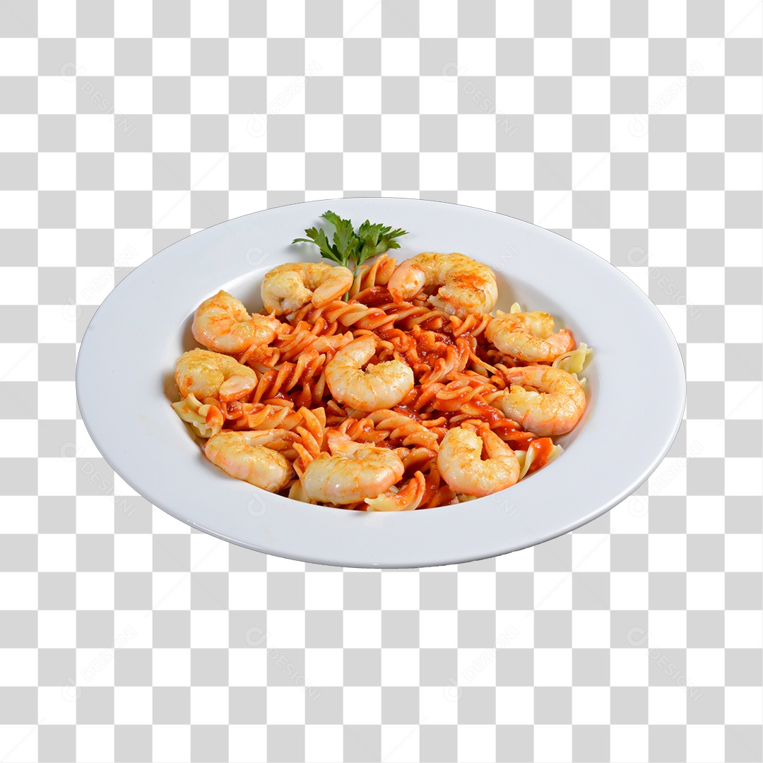 Prato de Macarrão e Camarão PNG Transparente