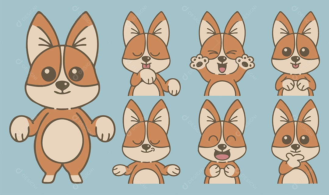 Conjunto de Animais em estilo cartoon com vários vetores de ação Vetores EPS