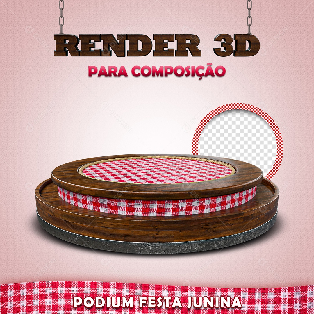 Pódio Festa Junina Elemento 3D Para Composição PSD