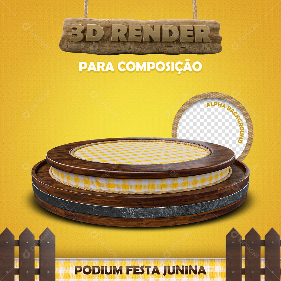 Pódio Festa Junina Elemento 3D Para Composição PSD
