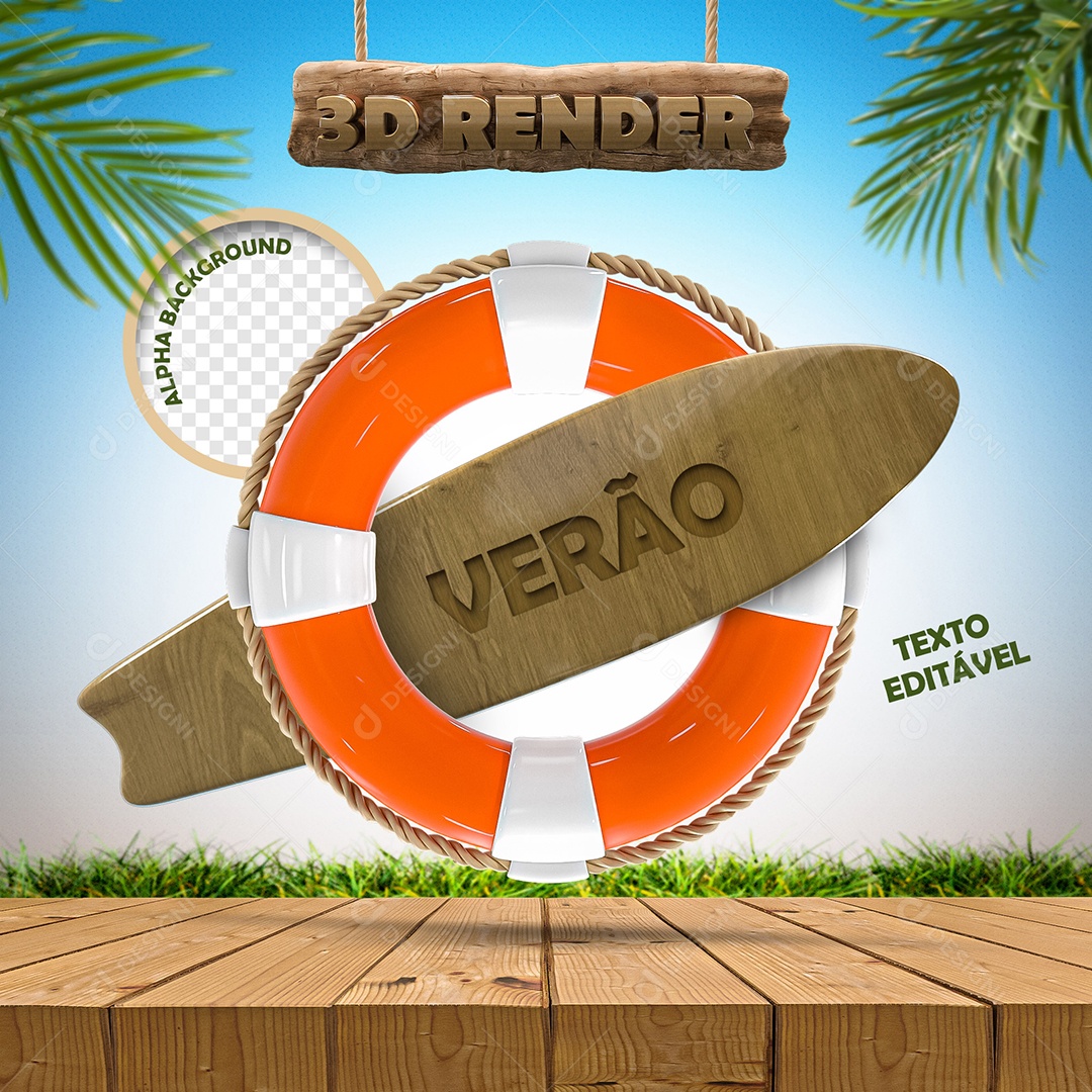 Selo 3D Para Composição Verão PSD