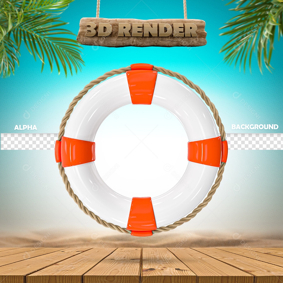 3D Lifebuoy Element For Composition PSD