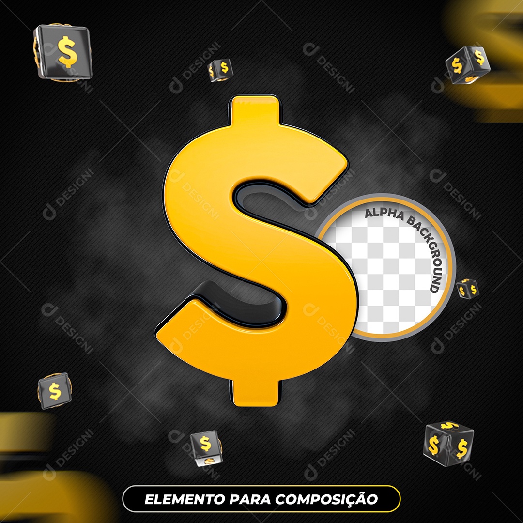 Elemento 3D Para Composição Cifrão PSD