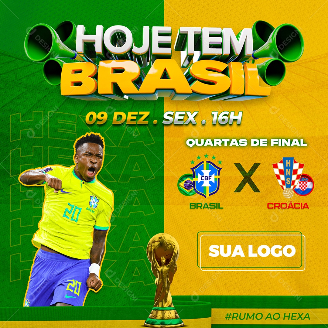 Hoje Tem Brasil Copa Do Mundo Social Media PSD Editável