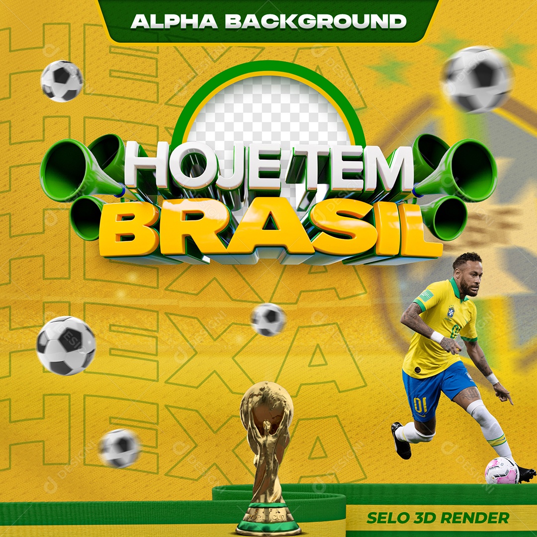 Post Hoje Tem Brasil Copa do Mundo Social Media PSD Editável