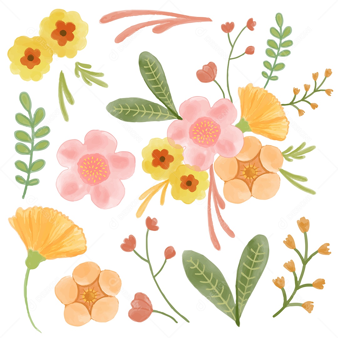 Lindas Flores de Buquê Vetores EPS Editável