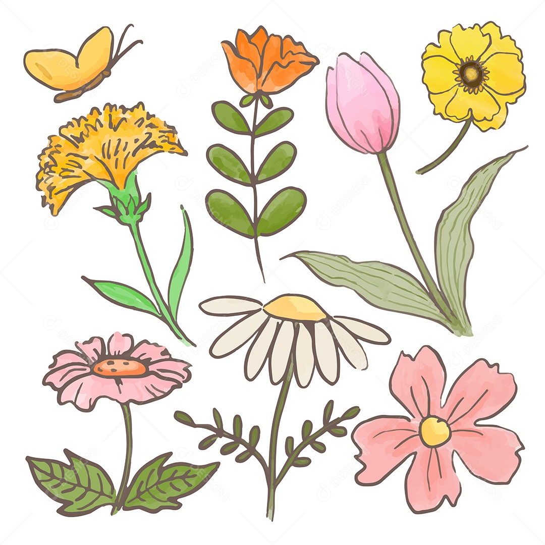 Lindas Flores de Buquê Vetores EPS Editável