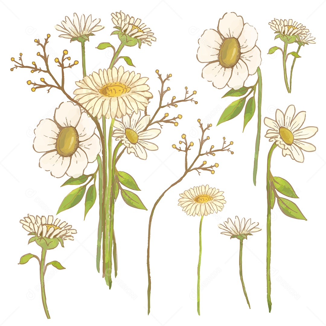 Lindas Flores de Buquê Vetores EPS Editável