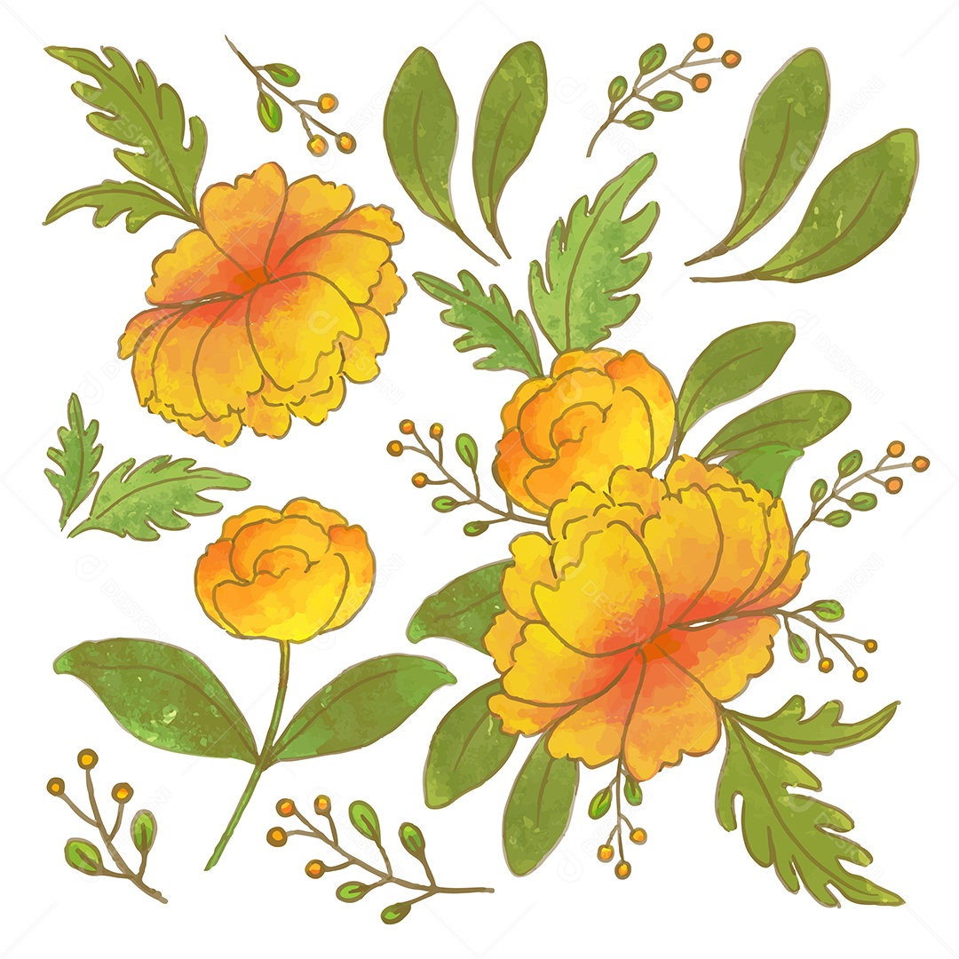 Lindas Flores de Buquê Vetores EPS Editável