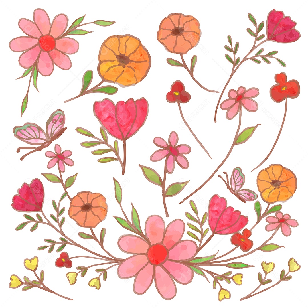 Lindas Flores de Buquê Vetores EPS Editável