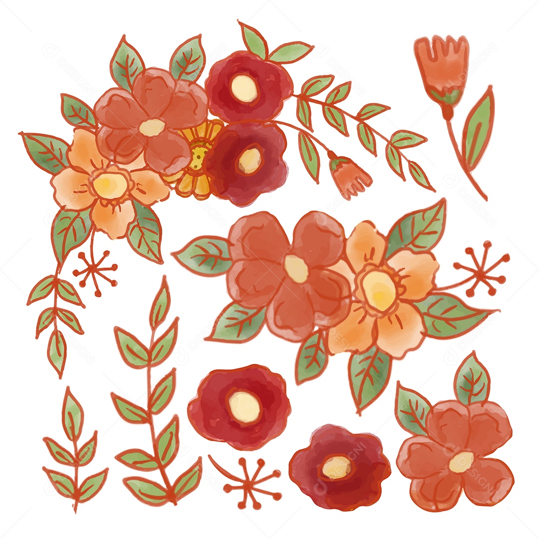 Lindas Flores de Buquê Vetores EPS Editável