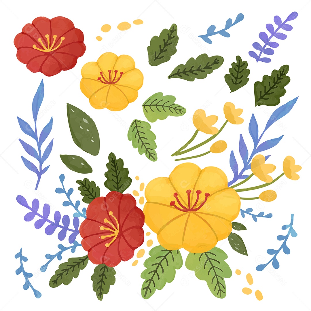 Lindas Flores de Buquê Vetores EPS Editável