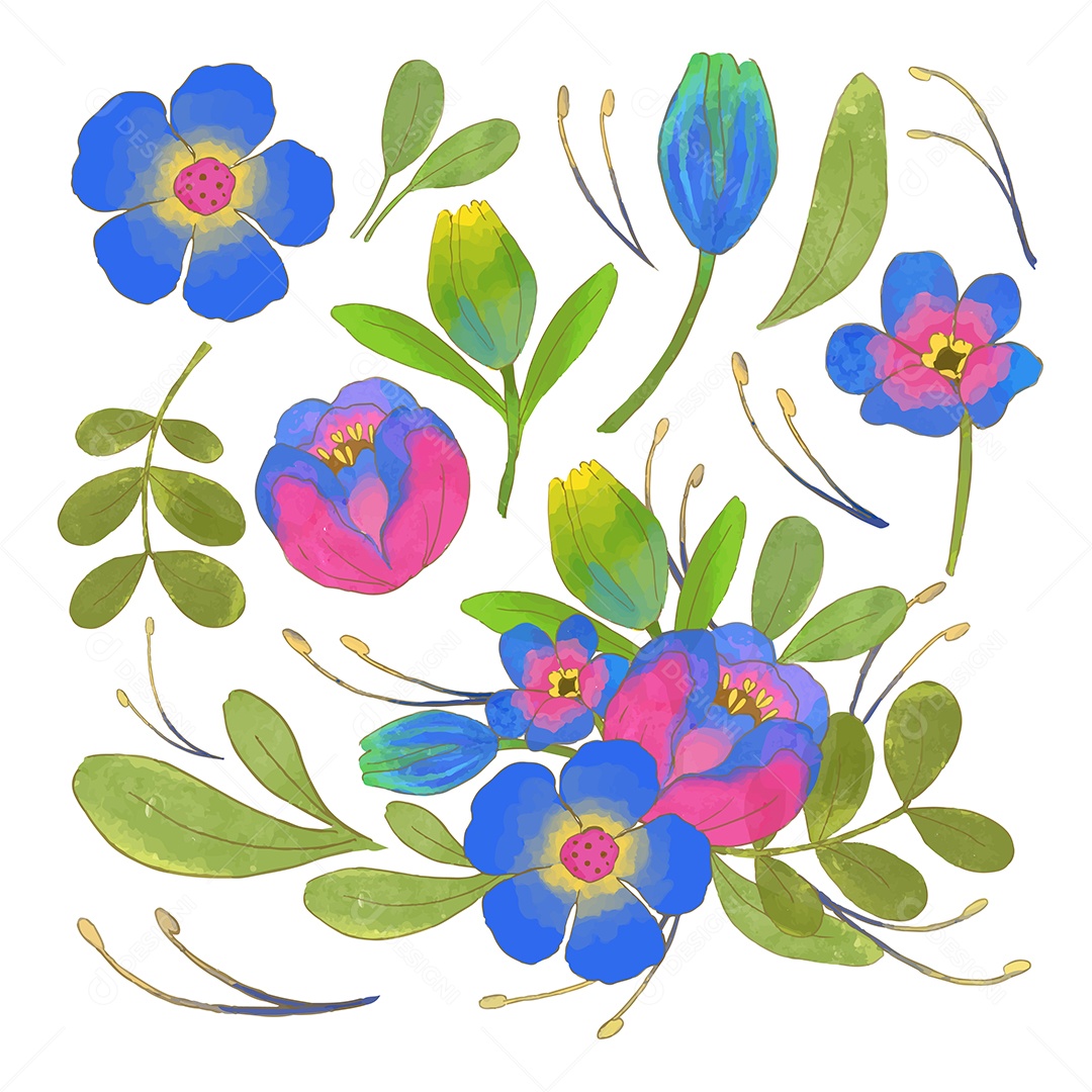 Lindas Flores de Buquê Vetores EPS Editável