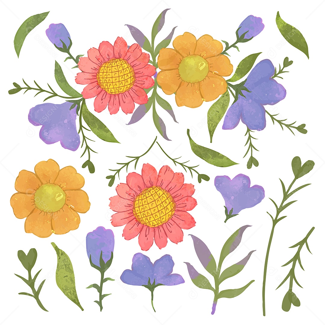 Lindas Flores de Buquê Vetores EPS Editável