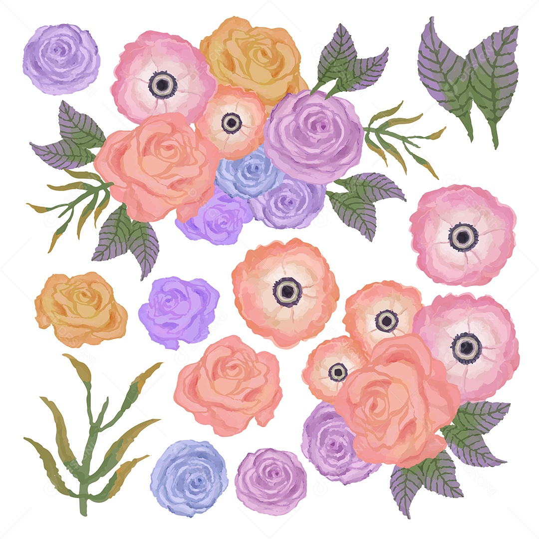 Pintura isolada de fruta Cereja Vetores EPS Editável