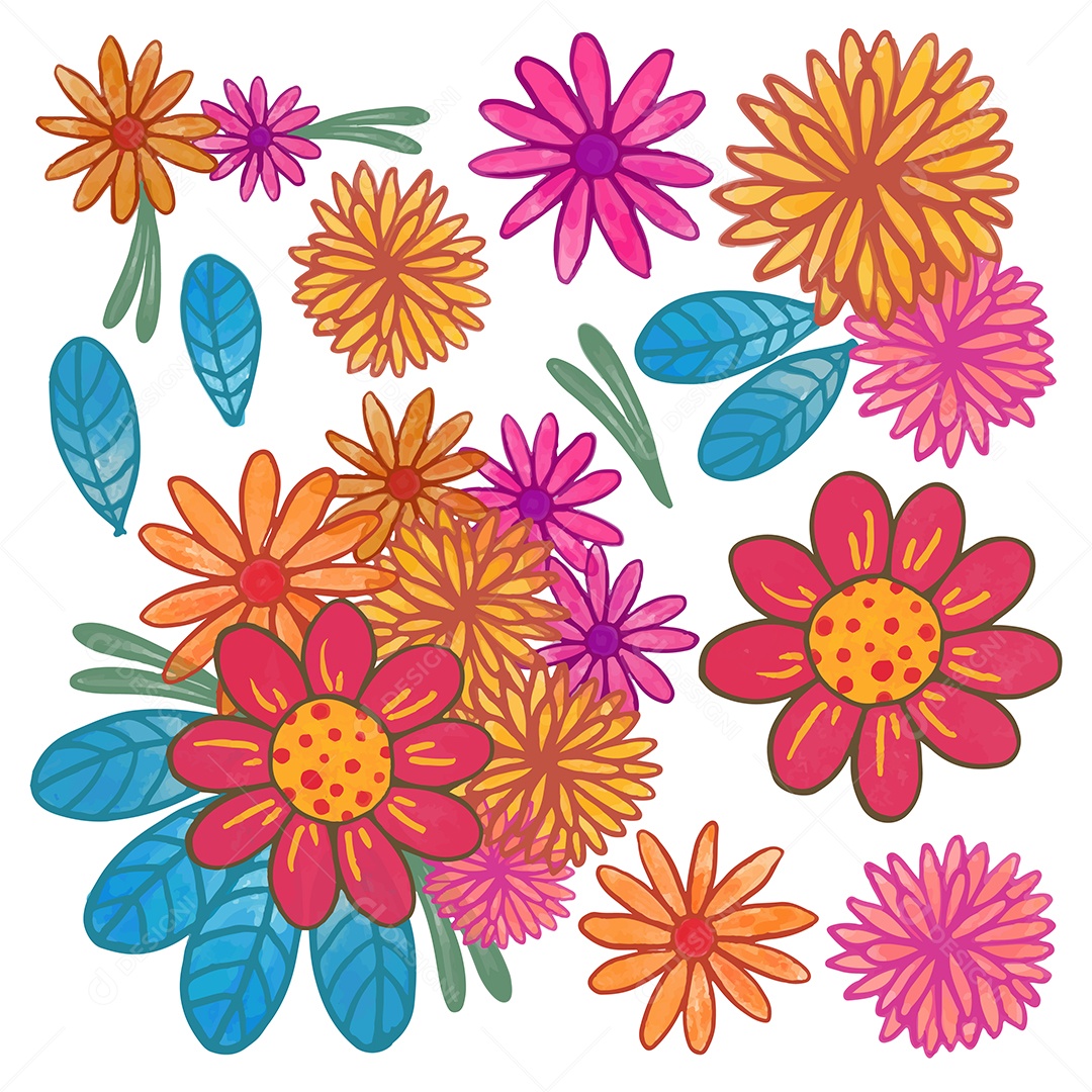 Lindas Flores de Buquê Vetores EPS Editável